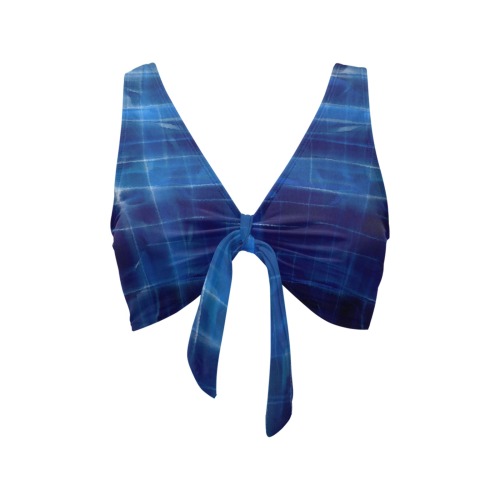 Blue Abstract Chest Bowknot Bikini Top (Model S33)