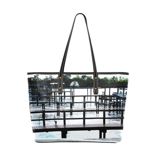 Docks On The River 7580 Chic Leather Tote Bag (Model 1709)