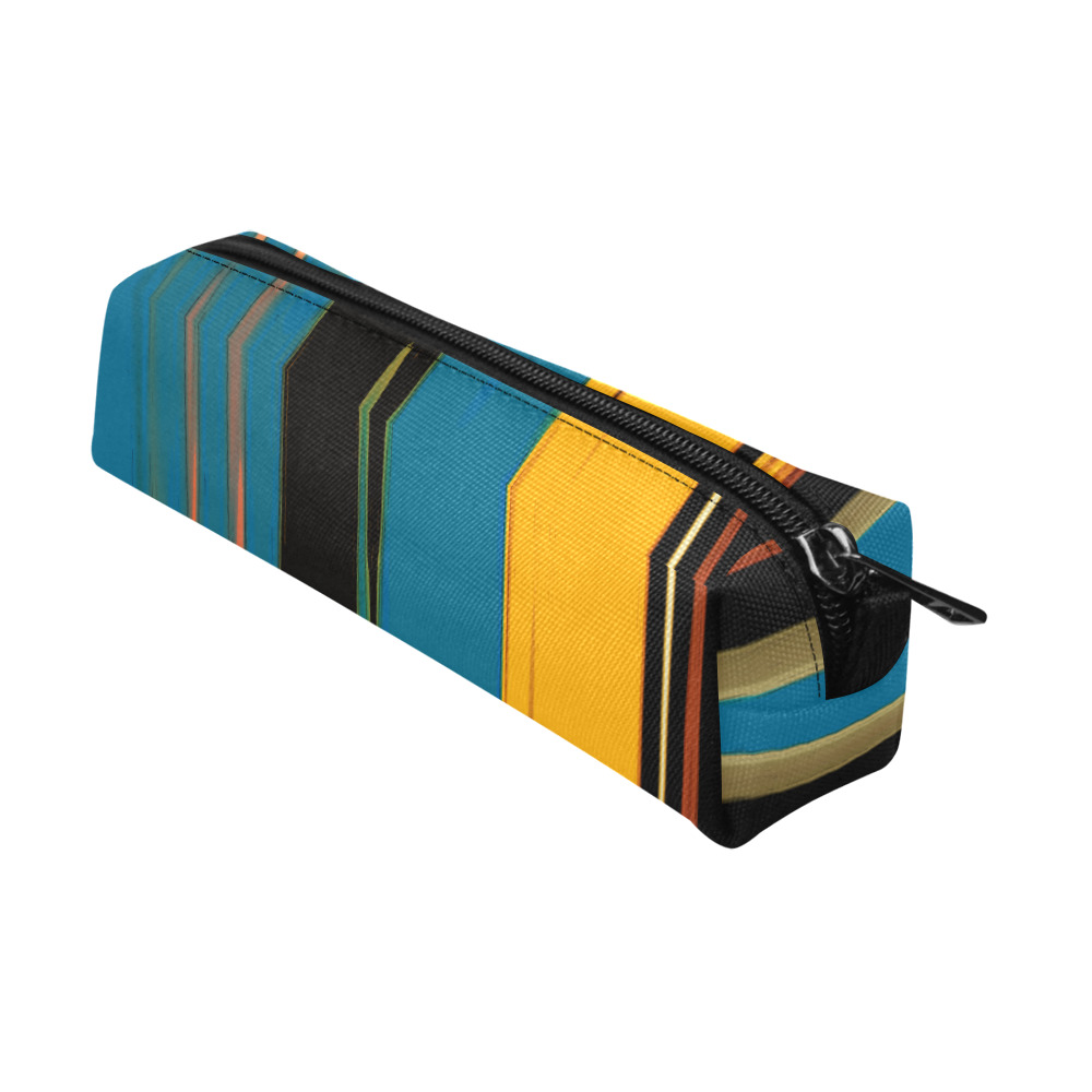 Black Turquoise And Orange Go! Abstract Art Pencil Pouch/Small (Model 1681)