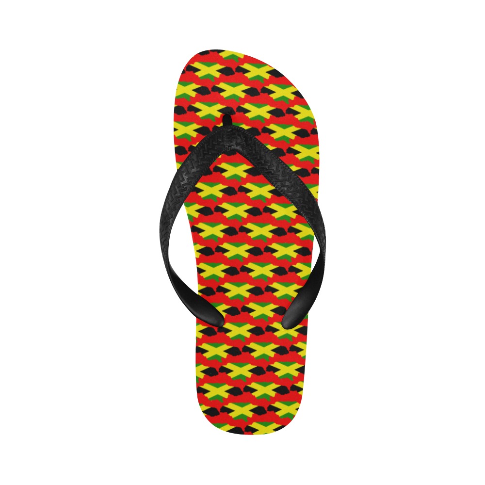 Jamaican Flag Maps Red Flip Flops for Men/Women (Model 040)