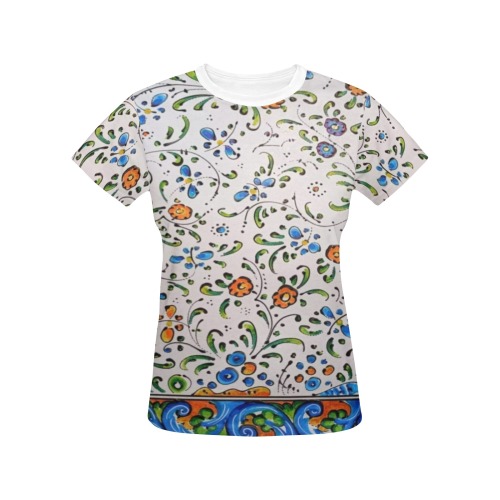 Floral Women's All Over Print Crew Neck T-Shirt (Model T40-2)