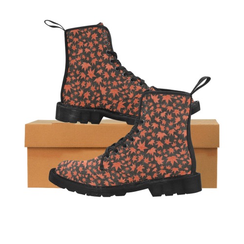 Maple Leaves Martin Boots for Women (Black) (Model 1203H)
