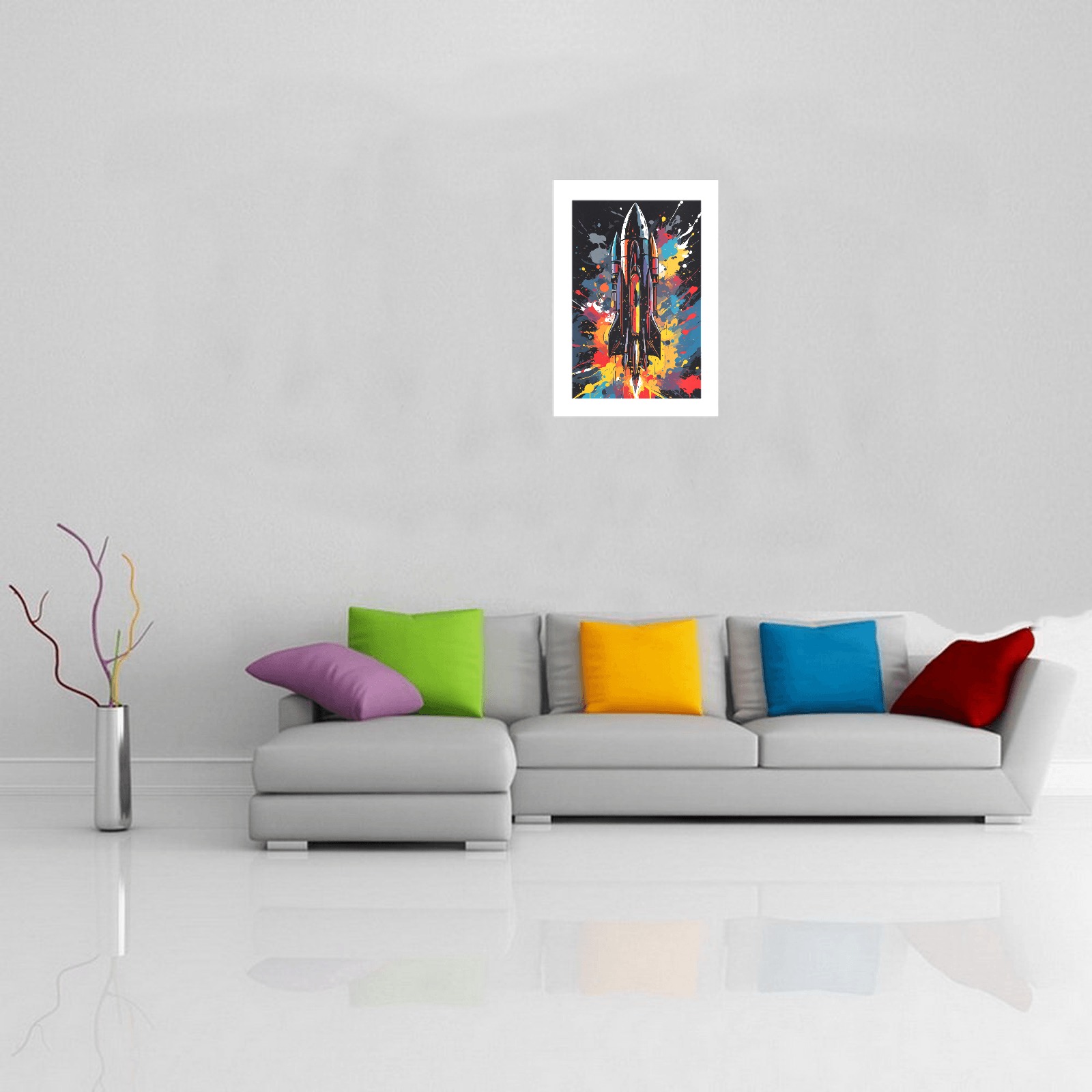 Awesome art of a cool rocket. Abstract art on dark Art Print 19‘’x28‘’