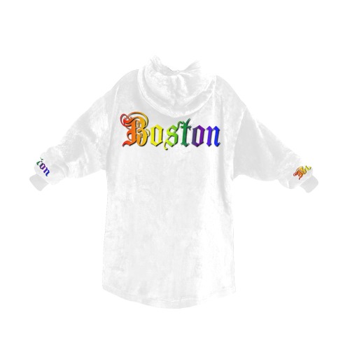 Rainbow Boston Text Blanket Hoodie for Women