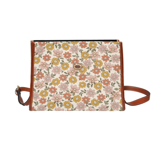 Spring Floral Satchel Handbag Waterproof Canvas Bag-Brown (All Over Print) (Model 1641)
