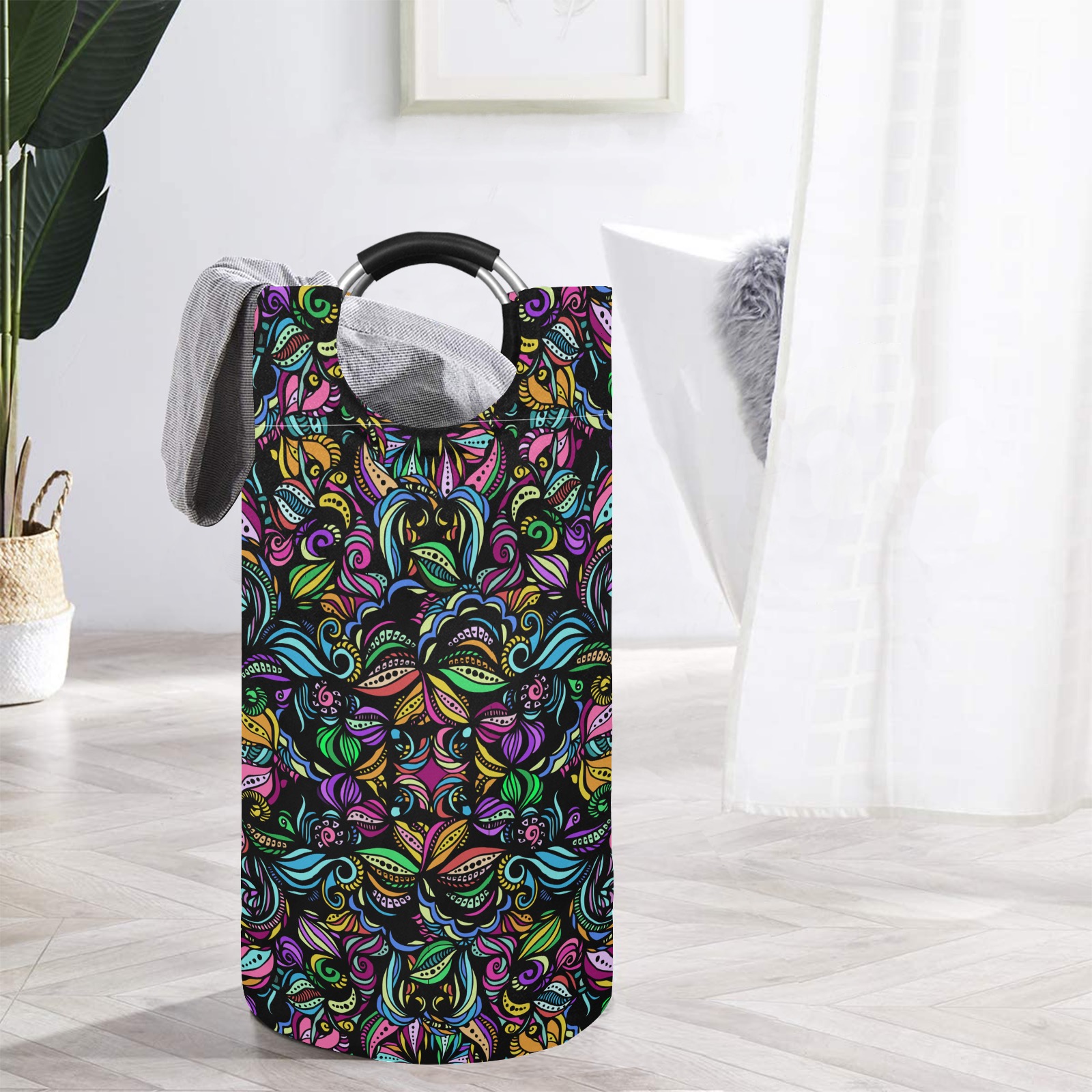 Whimsical Blooms Round Laundry Bag