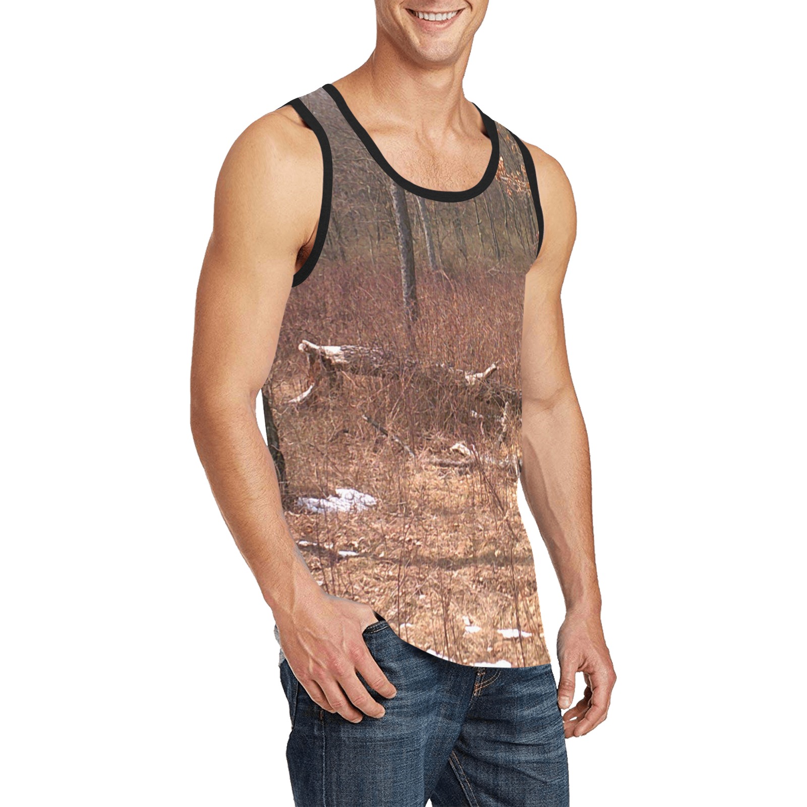 Falling tree in the woods Men's All Over Print Tank Top (Model T57)