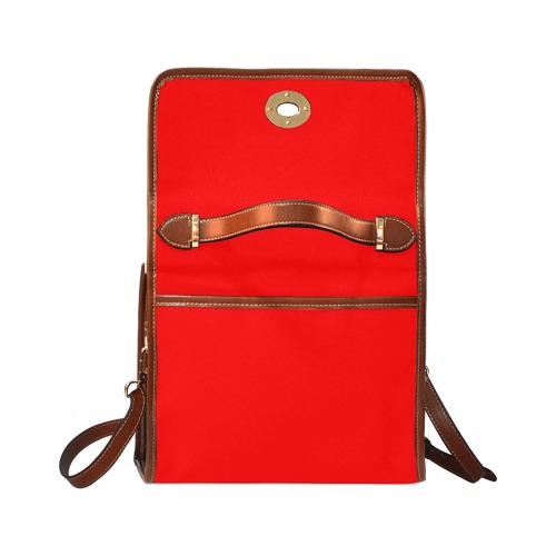 Merry Christmas Red Solid Color Waterproof Canvas Bag-Brown (All Over Print) (Model 1641)