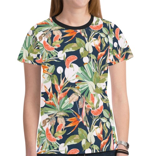 Dark modern paint tropical paradise New All Over Print T-shirt for Women (Model T45)