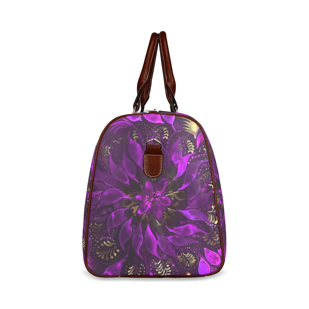 flower watercolor purple Waterproof Travel Bag/Large (Model 1639)