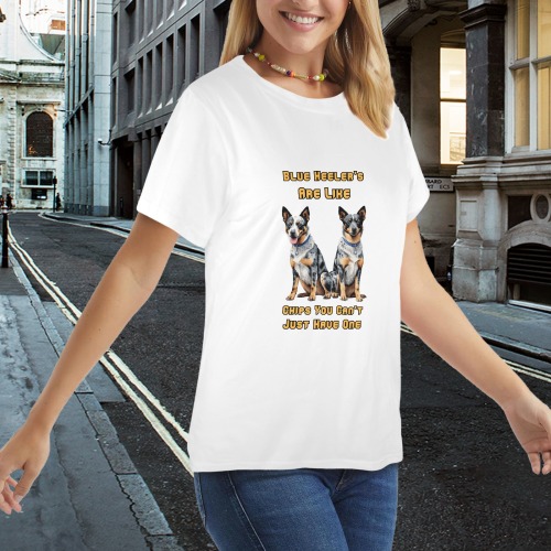 Blue Heeler's Are Like Chips Women's T-Shirt in USA Size (Front Printing) (Model T78)