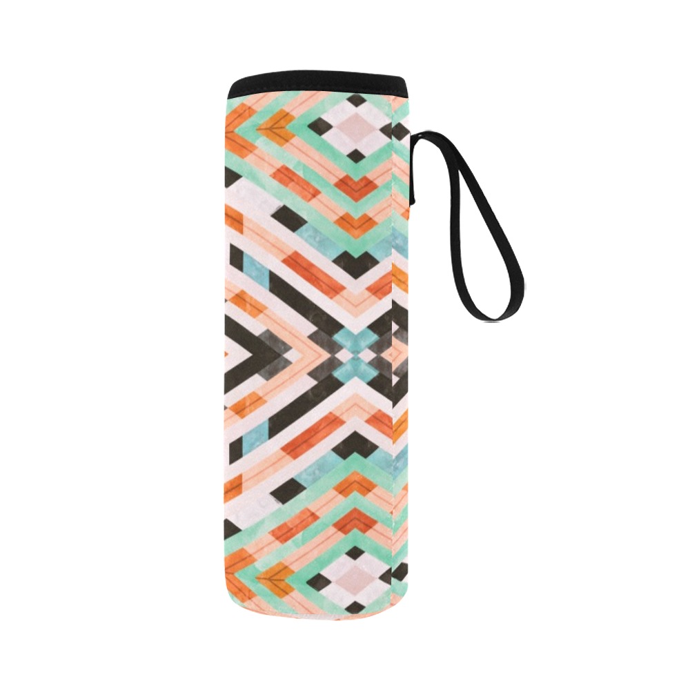 Mosaic stripes colorful 8 Neoprene Water Bottle Pouch/Large