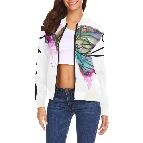 Aponi All Over Print Bomber Jacket for Women (Model H19)
