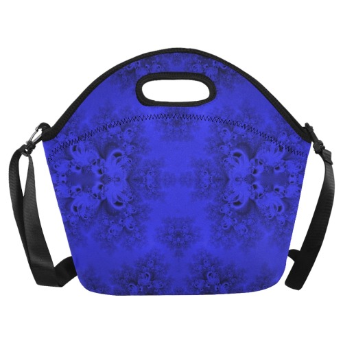 Midnight Blue Gardens Frost Fractal Neoprene Lunch Bag/Large (Model 1669)
