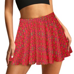 Ornamental fucsia eclectic All Over Print Skater Skirt (Model D69)