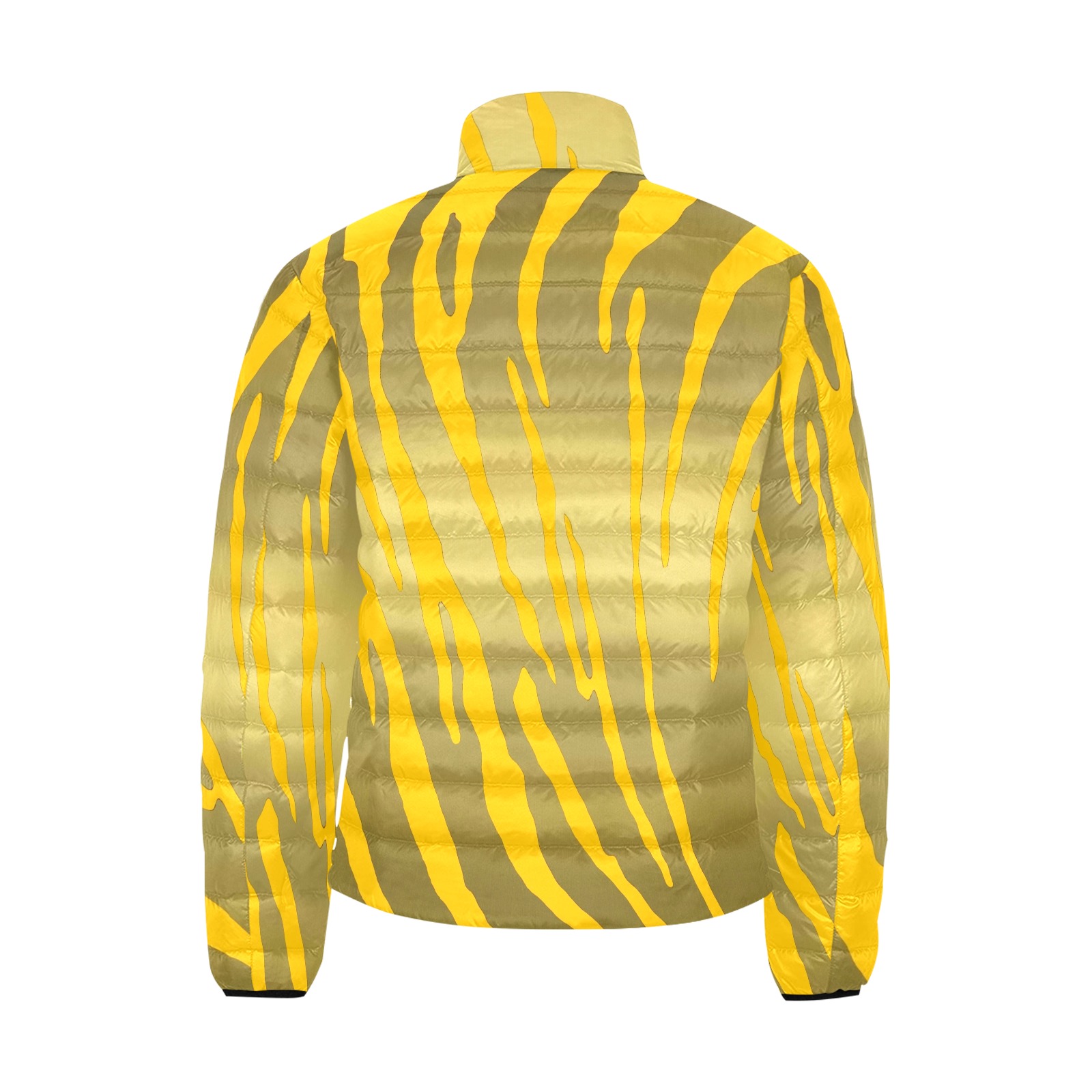 Gold Tiger Stripes Yellow Men's Stand Collar Padded Jacket (Model H41)