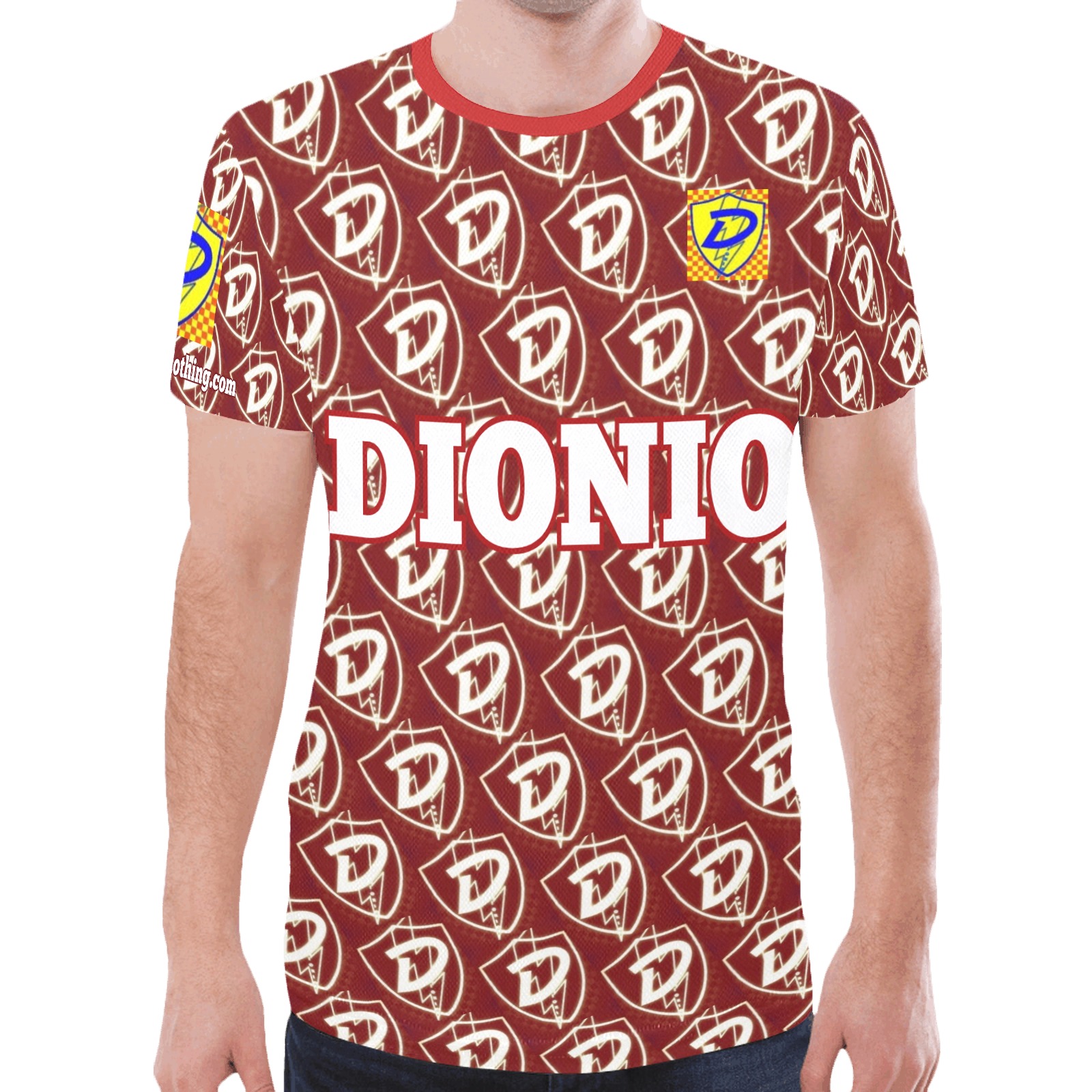 DIONIO Clothing - Red D Shield Repeat T-Shirt/Jersey (Short Sleeve) New All Over Print T-shirt for Men (Model T45)