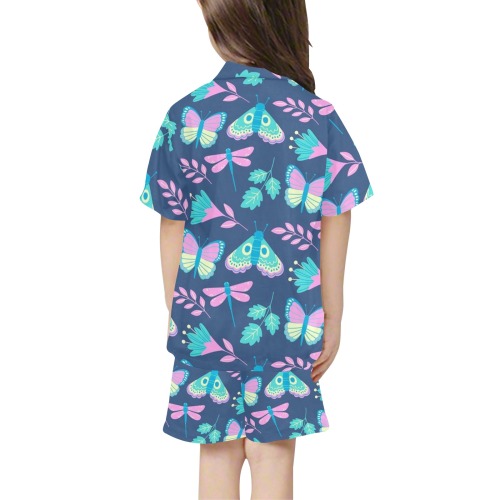 Butterflies, Leaves, Dragonflies Little Girls' V-Neck Short Pajama Set