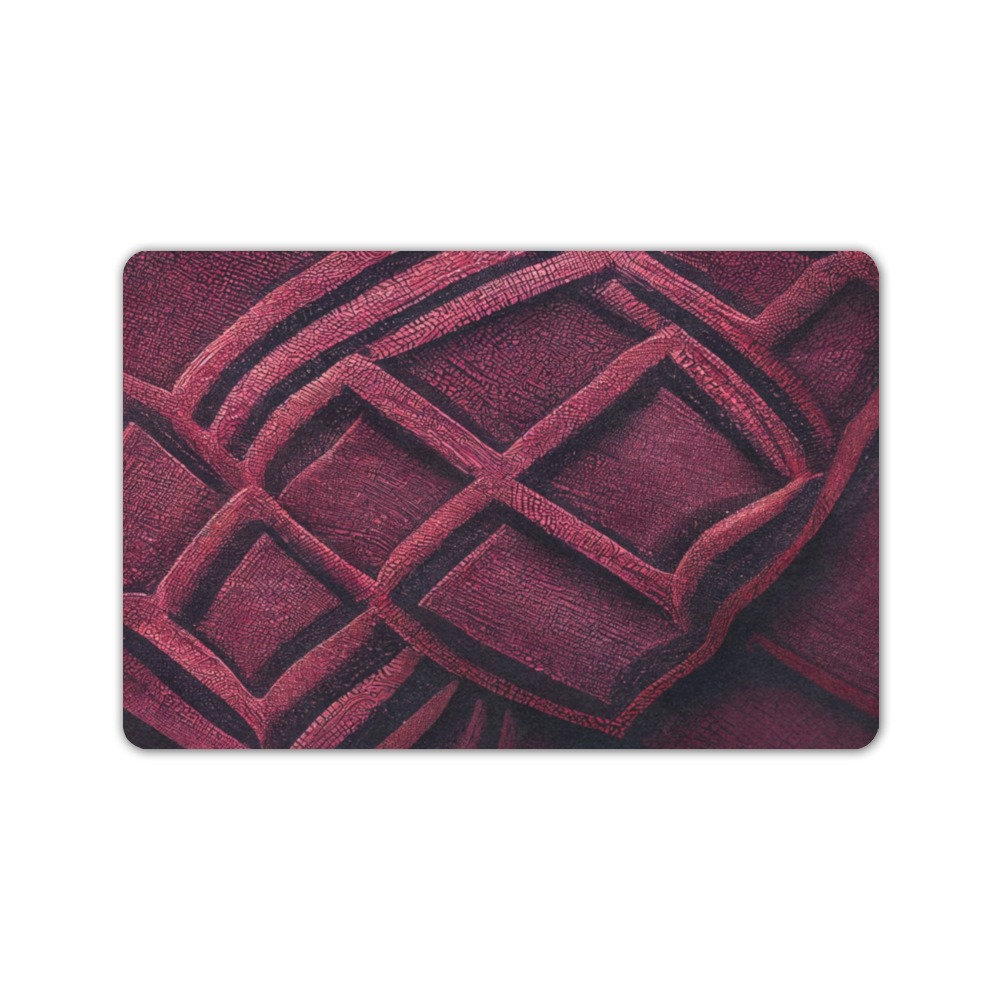 burgundy diamond pattern Doormat 24"x16" (Black Base)