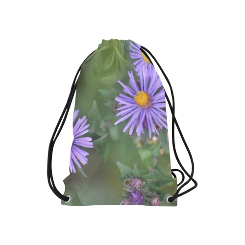 Purple Flowers #4 Small Drawstring Bag Model 1604 (Twin Sides) 11"(W) * 17.7"(H)