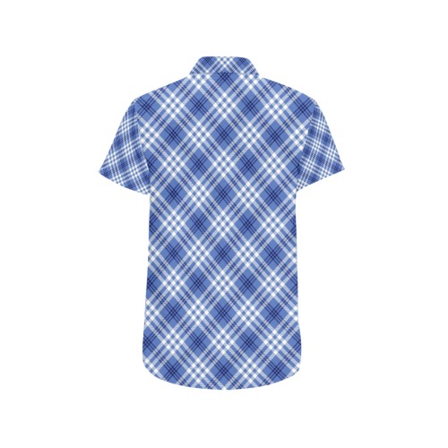 Blue Tartan Plaid Men's All Over Print Short Sleeve Shirt (Model T53)