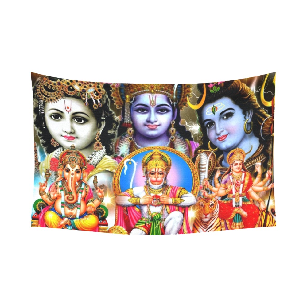 HINDUISM Cotton Linen Wall Tapestry 90"x 60"