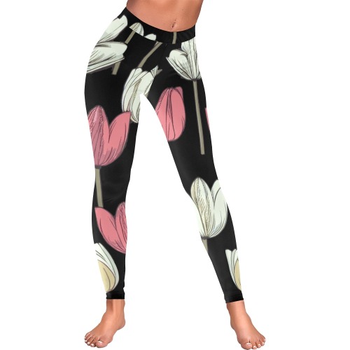 Floral Women's Low Rise Leggings (Invisible Stitch) (Model L05)