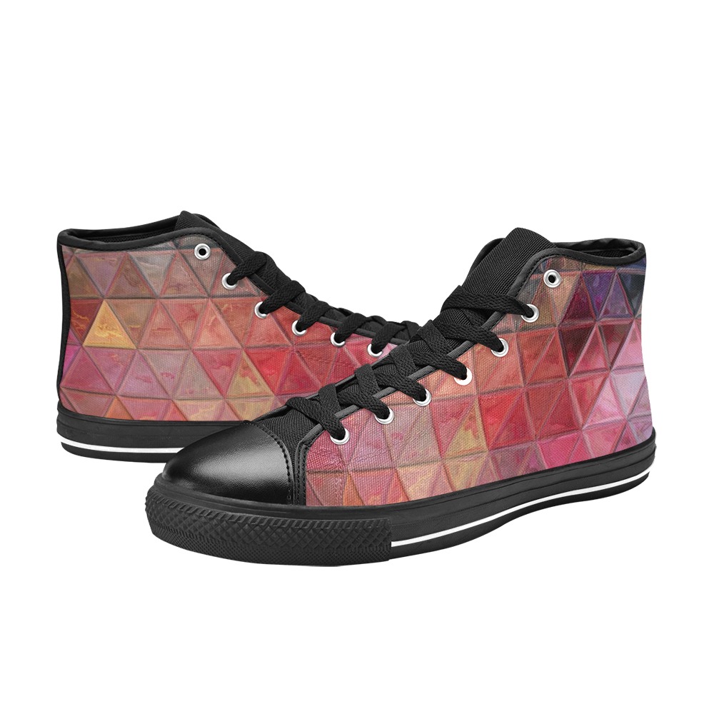 mosaic triangle 3 High Top Canvas Shoes for Kid (Model 017)