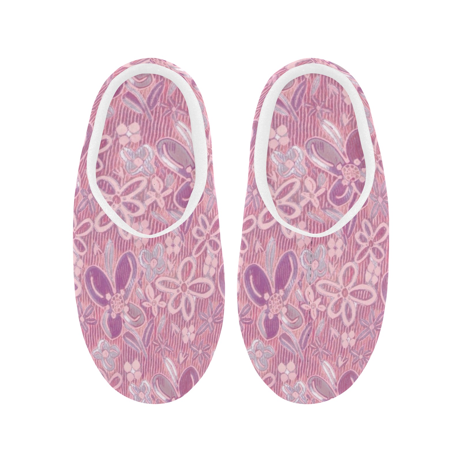 Cute floral pattern Women's Non-Slip Cotton Slippers (Model 0602)