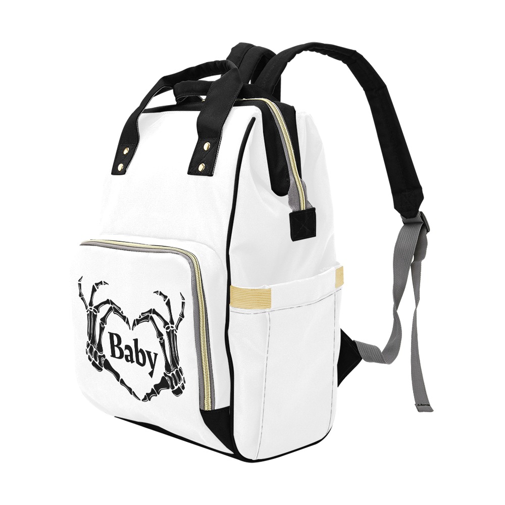 Diaper Bag Skeleton Hand White and Black-Baby Multi-Function Diaper Backpack/Diaper Bag (Model 1688)