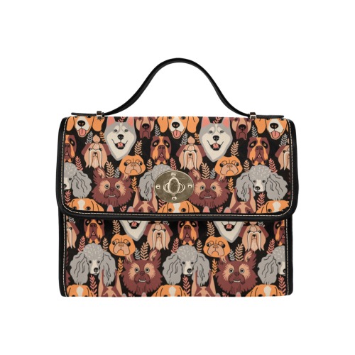 Doggies Waterproof Canvas Bag-Black (All Over Print) (Model 1641)