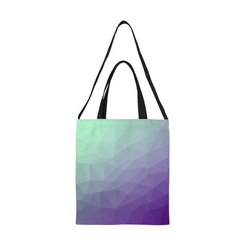 Purple green ombre gradient geometric mesh pattern All Over Print Canvas Tote Bag/Medium (Model 1698)