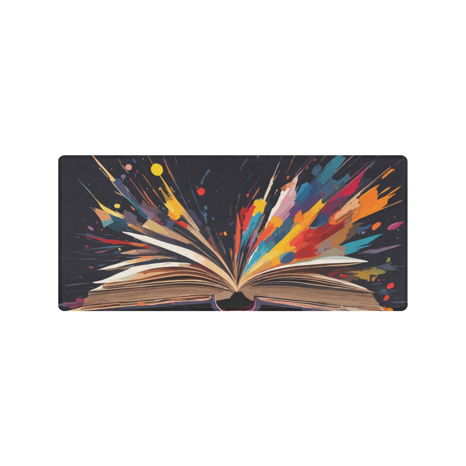 Colorful fantasy erupts from the open book art Gaming Mousepad (35"x16")