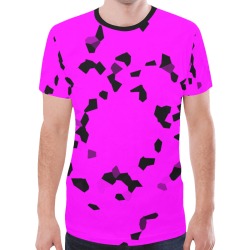 black Interlocking Diamonds Mosaic pink New All Over Print T-shirt for Men (Model T45)