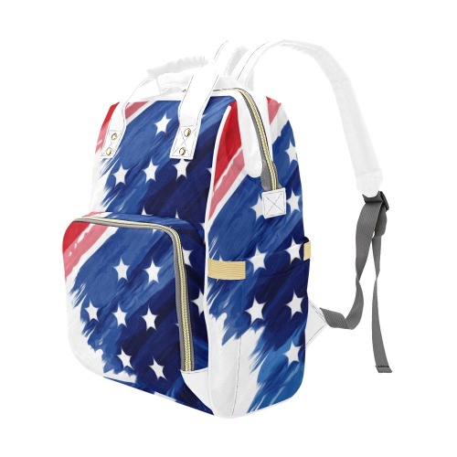 4th of July w/White Multi-Function Diaper Backpack/Diaper Bag (Model 1688)