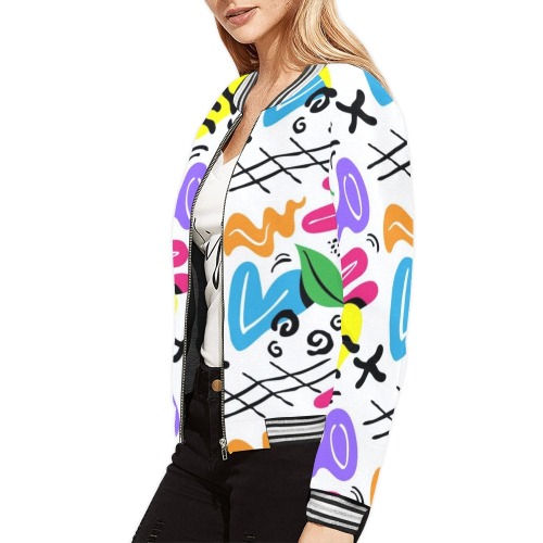 Summer Party Collectable Fly All Over Print Bomber Jacket for Women (Model H21)