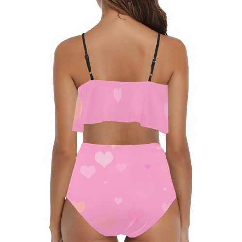 PinkHearts High Waisted Ruffle Bikini Set (Model S13)