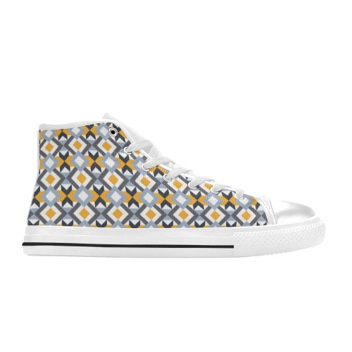Retro Angles Abstract Geometric Pattern Men’s Classic High Top Canvas Shoes (Model 017)