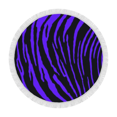 Blue Tiger Stripes Circular Beach Shawl 59"x 59"