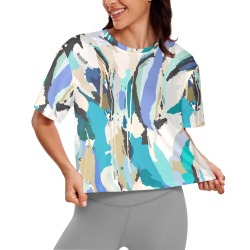 Modern abstract paint shapes-963 Women's Cropped T-shirt (Model T80)