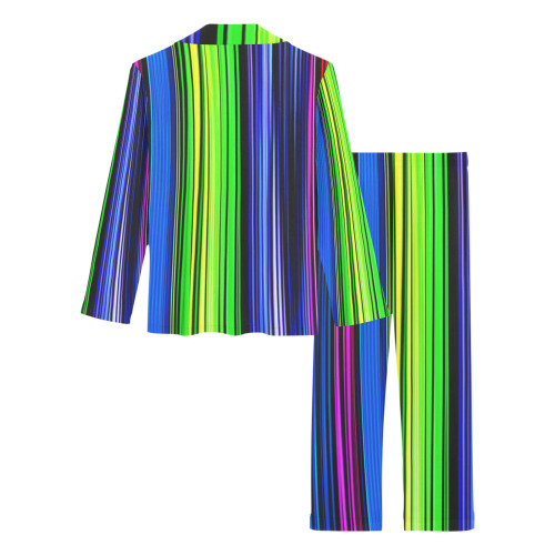 A Rainbow Of Stripes Women's Long Pajama Set