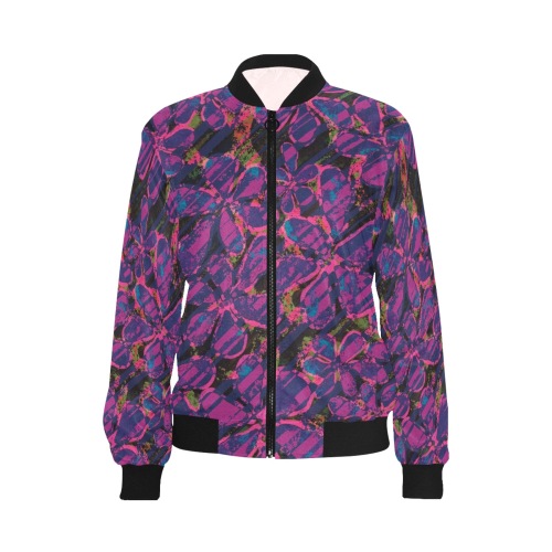 Abstract floral All Over Print Bomber Jacket for Women (Model H36)