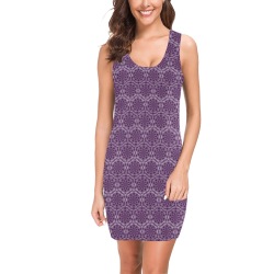 Ô Fractal Snowflake Pattern on Violet Medea Vest Dress (Model D06)