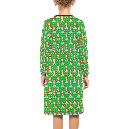 girl green Girls' Long Sleeve Dress (Model D59)