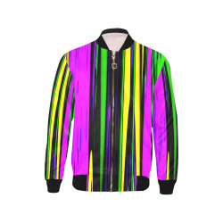 Mardi Gras Stripes Kids' All Over Print Bomber Jacket (Model H40)