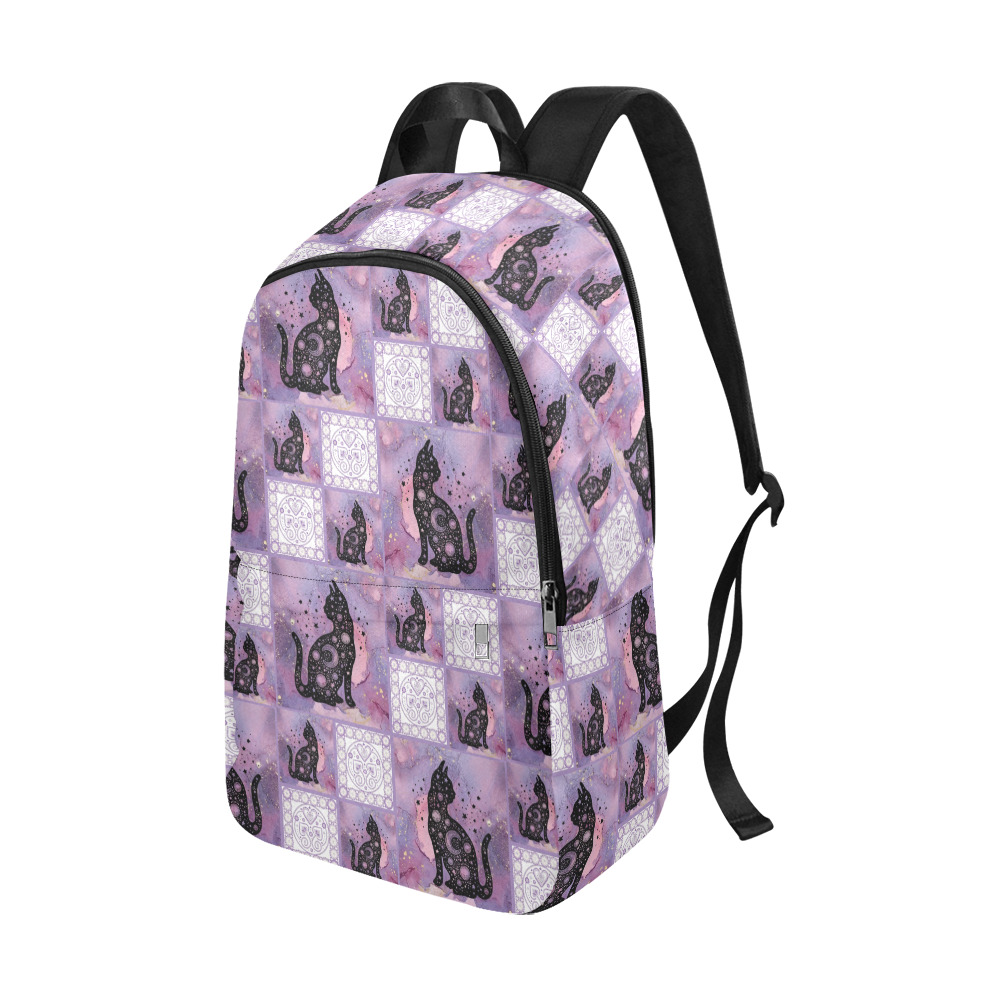 Purple Cosmic Cats Patchwork Pattern Fabric Backpack for Adult (Model 1659)