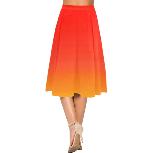 rainbow red Mnemosyne Women's Crepe Skirt (Model D16)