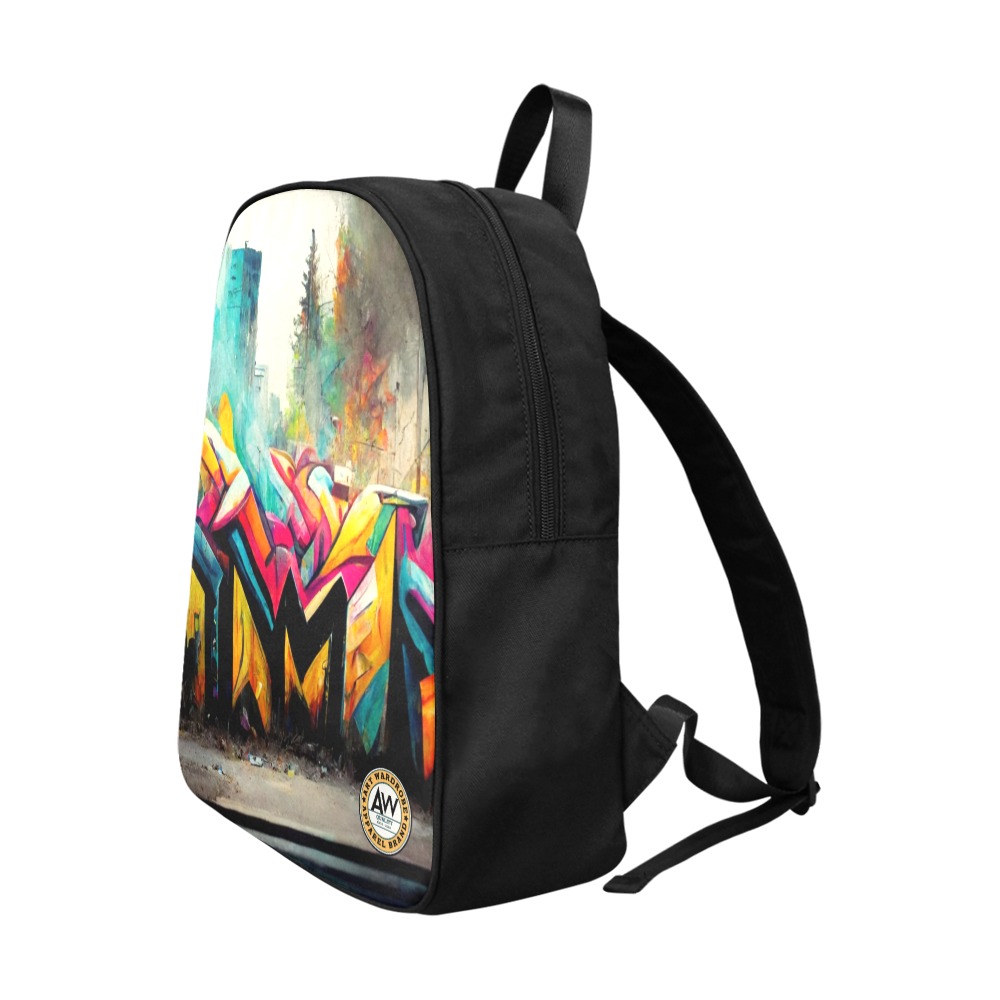 colourful graffiti street Fabric School Backpack (Model 1682) (Large)