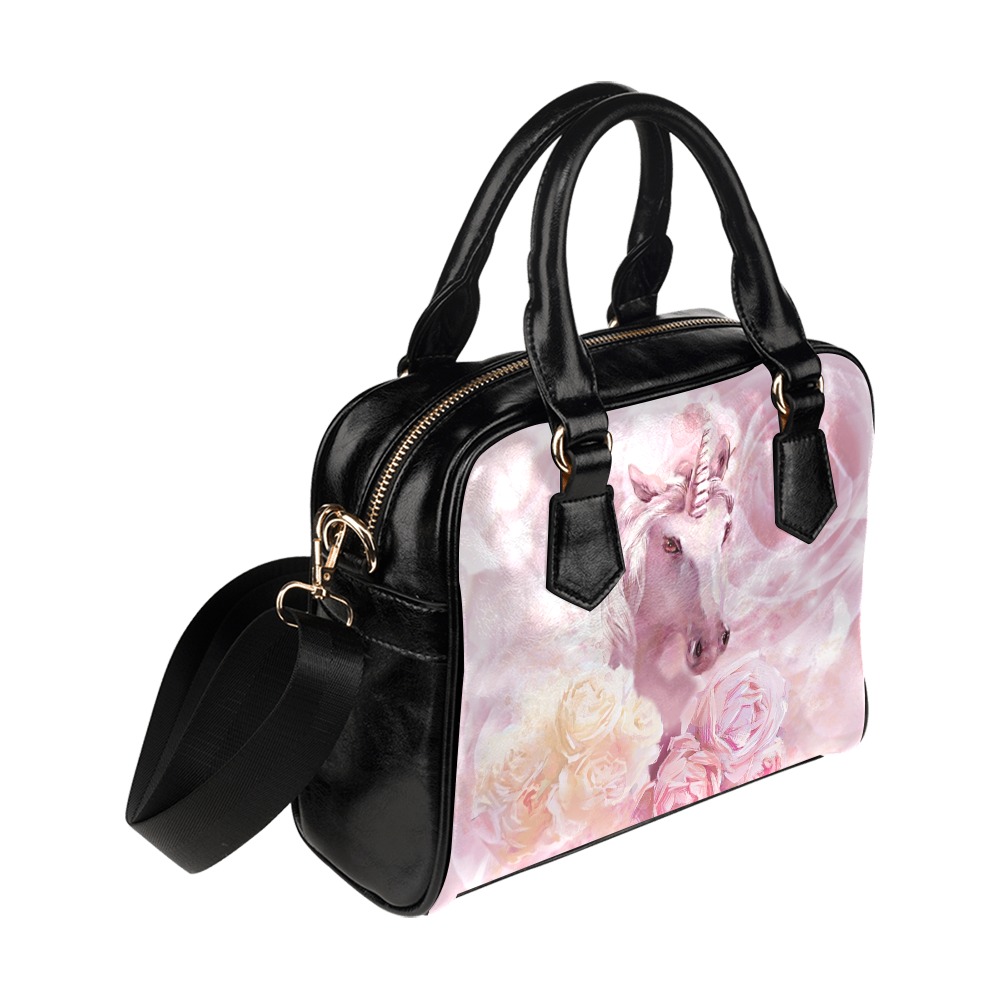 Unicorn and Pink Roses Shoulder Handbag (Model 1634)