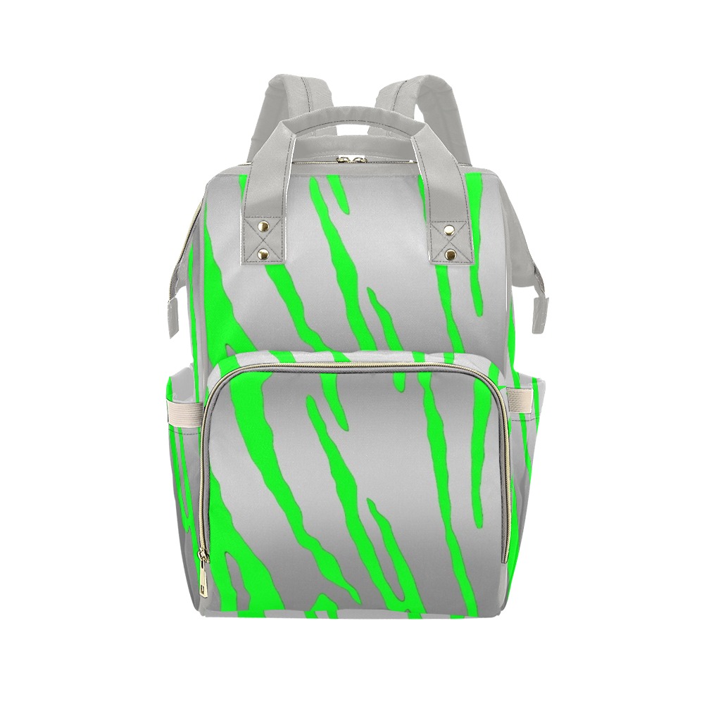 Silver Tiger Stripes Green Multi-Function Diaper Backpack/Diaper Bag (Model 1688)